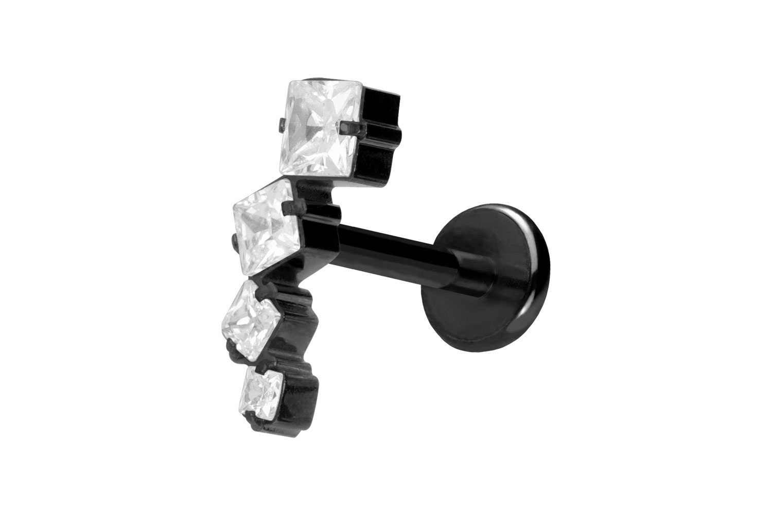 Titan Labret Piercing mit Push Fit KRISTALLBOGEN